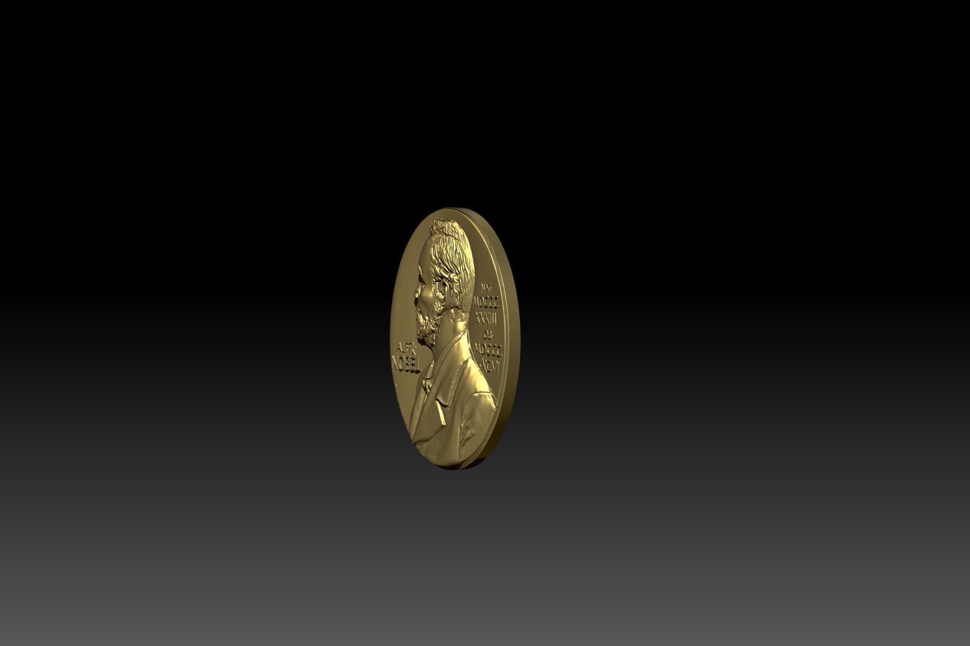 The Nobel Prize medal  STL model for 3D printing and cnc curving 3D print model_8