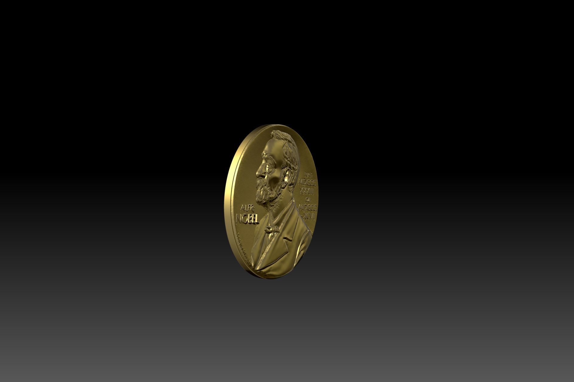 The Nobel Prize medal  STL model for 3D printing and cnc curving 3D print model_9