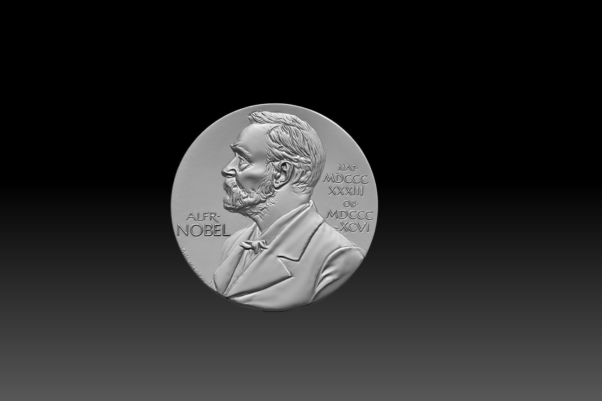 The Nobel Prize medal  STL model for 3D printing and cnc curving 3D print model_2