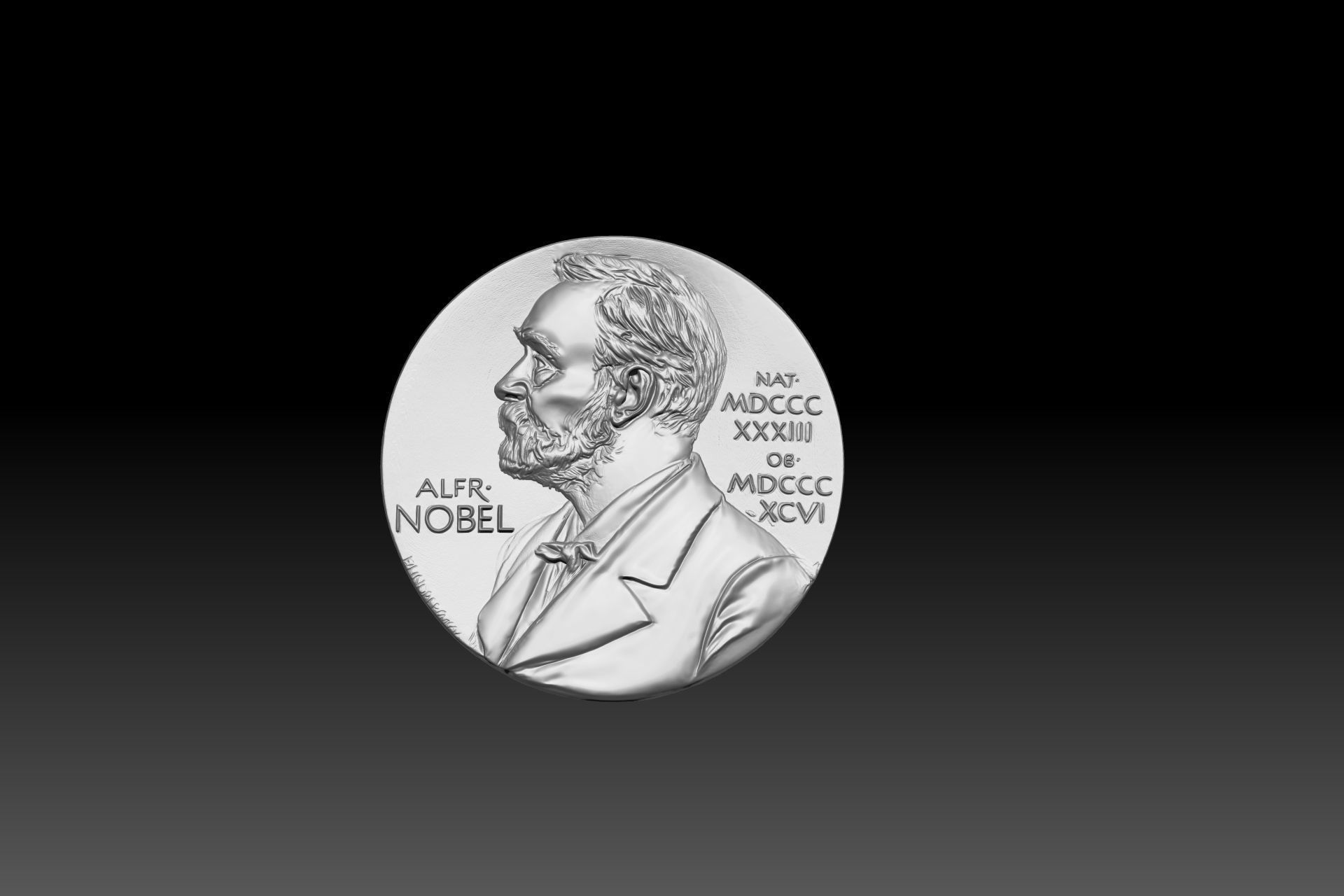 The Nobel Prize medal  STL model for 3D printing and cnc curving 3D print model_1