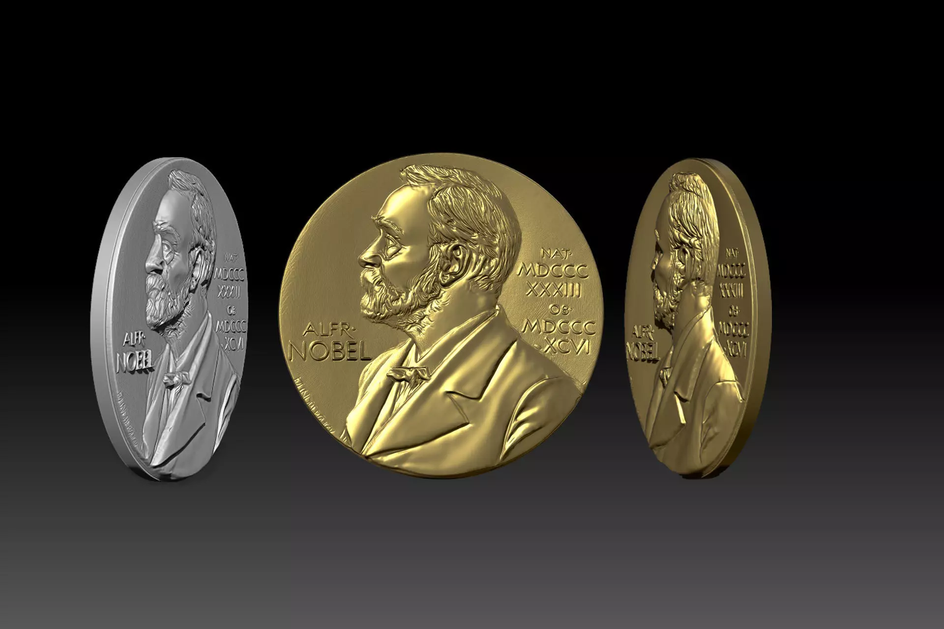 The Nobel Prize medal  STL model for 3D printing and cnc curving 3D print model_0