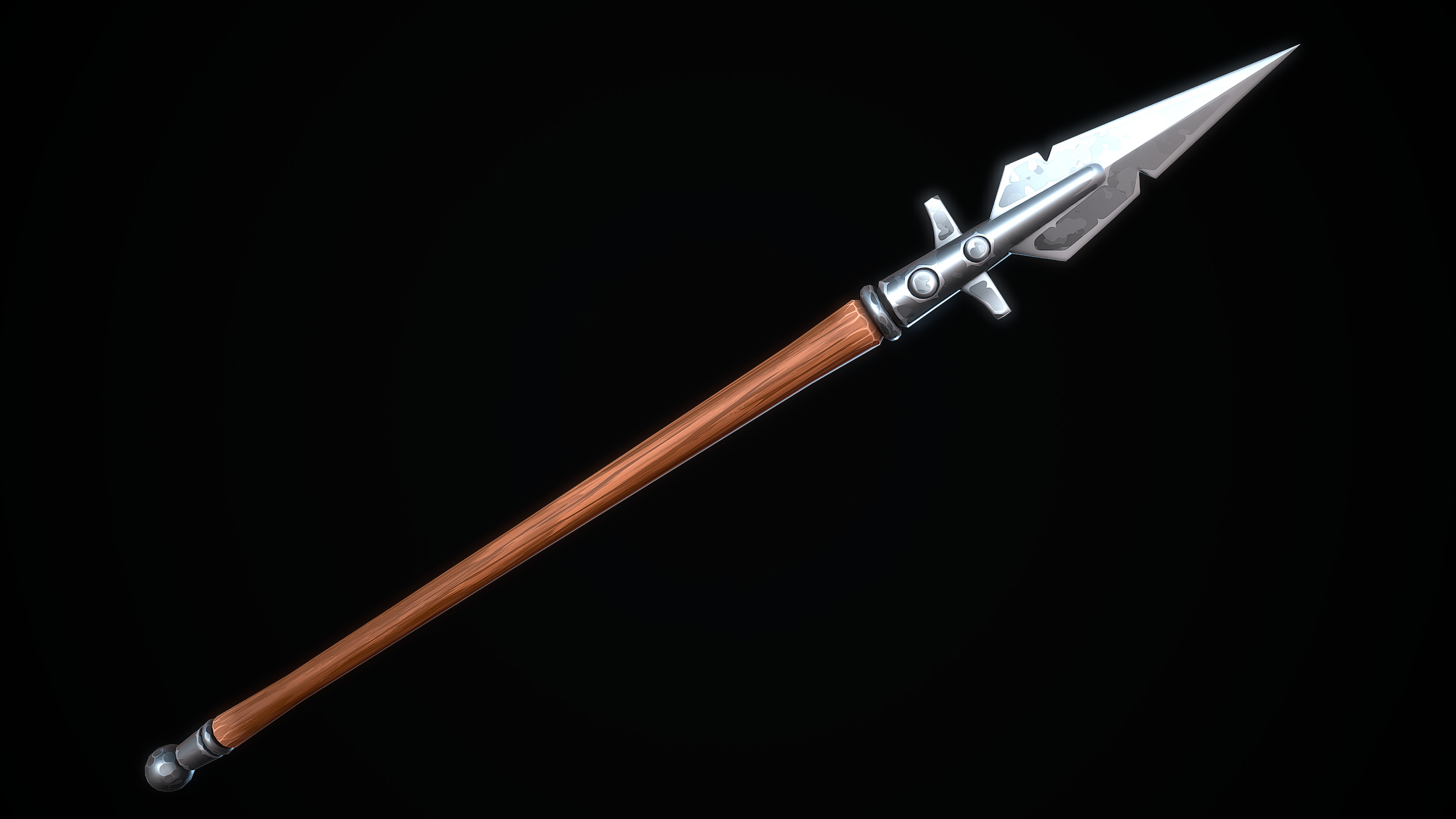 Stylized Medieval Spear Low-poly 3D model_3