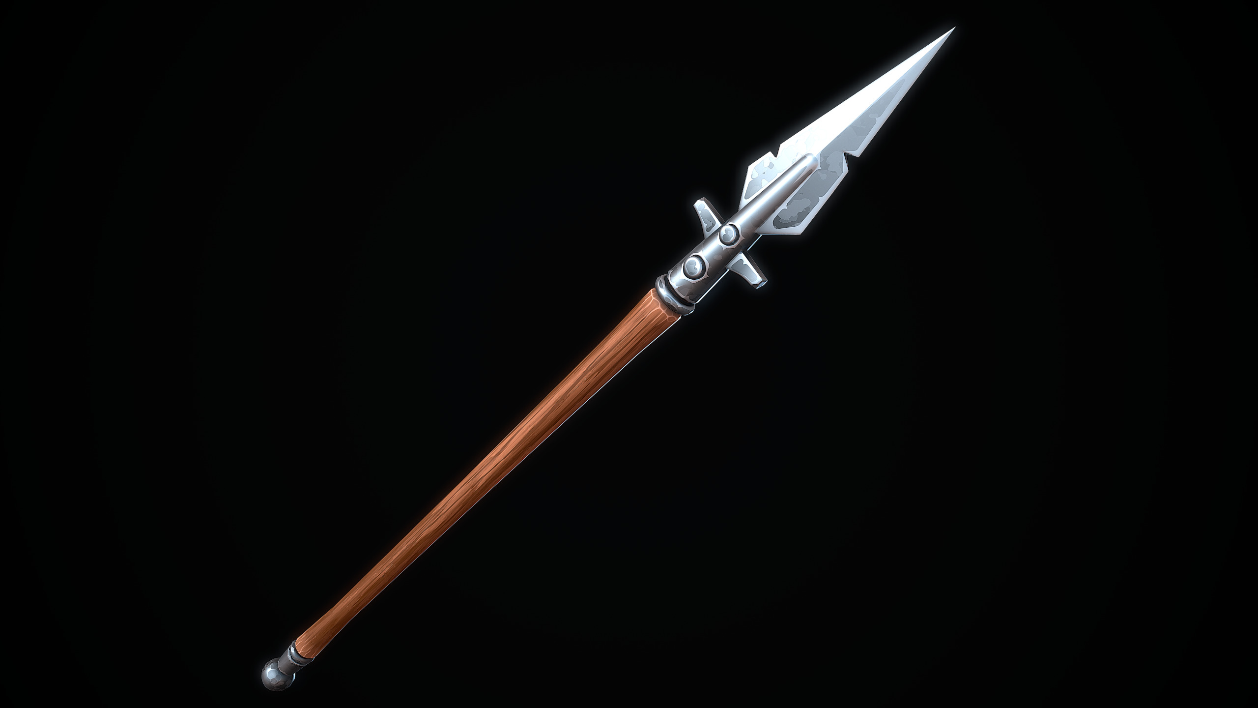 Stylized Medieval Spear Low-poly 3D model_7