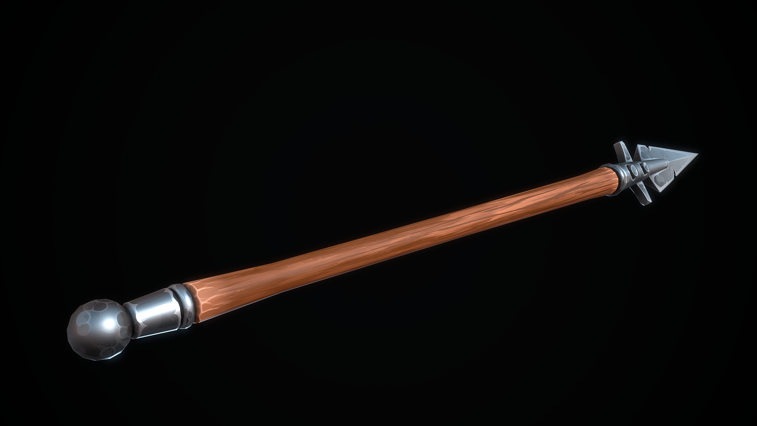 Stylized Medieval Spear Low-poly 3D model_5
