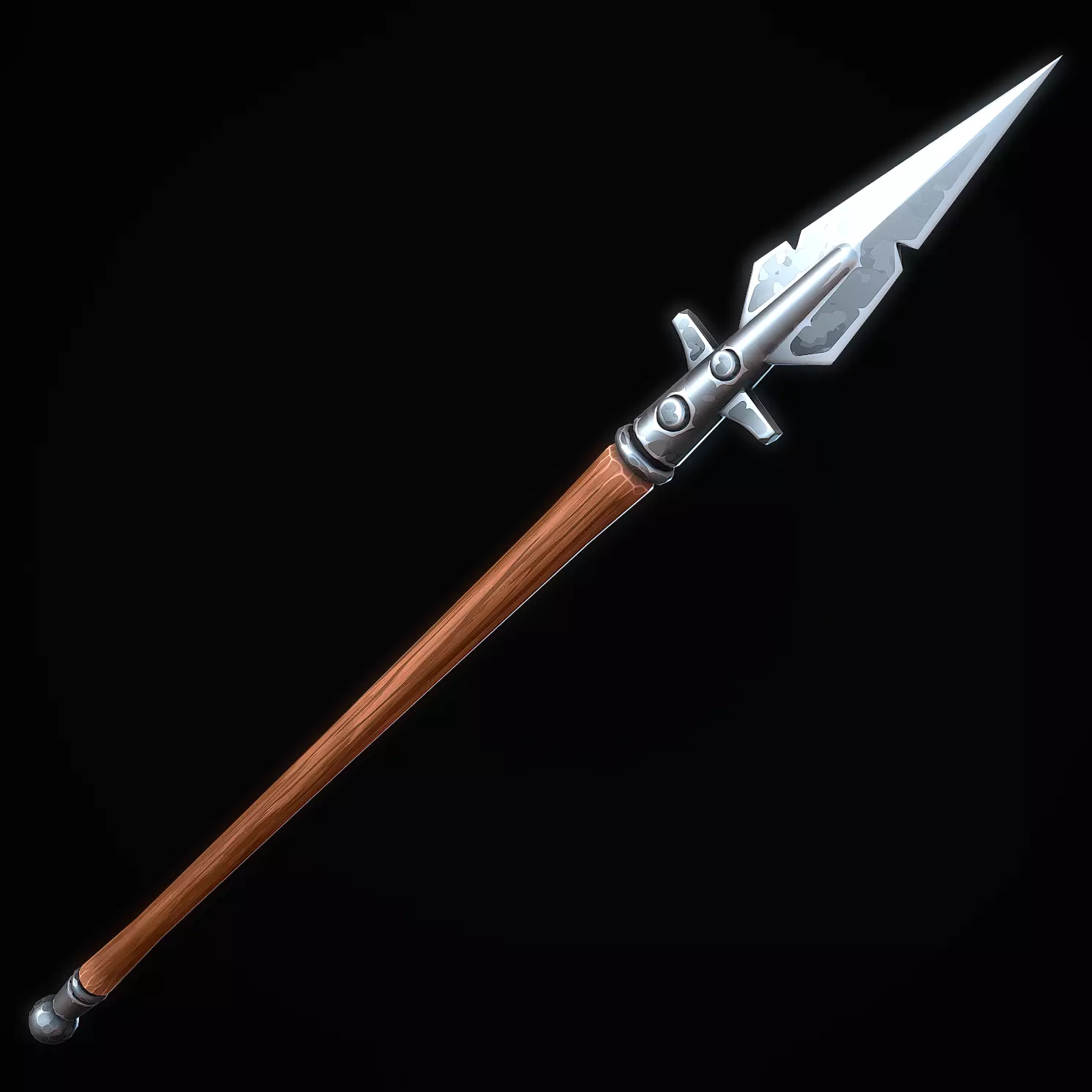 Stylized Medieval Spear Low-poly 3D model_0