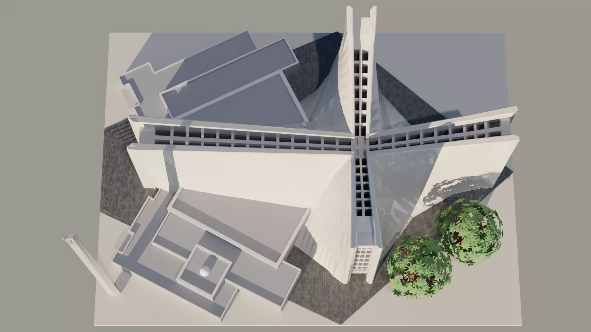 St Mary Cathedral Tokyo Low-poly 3D model_3