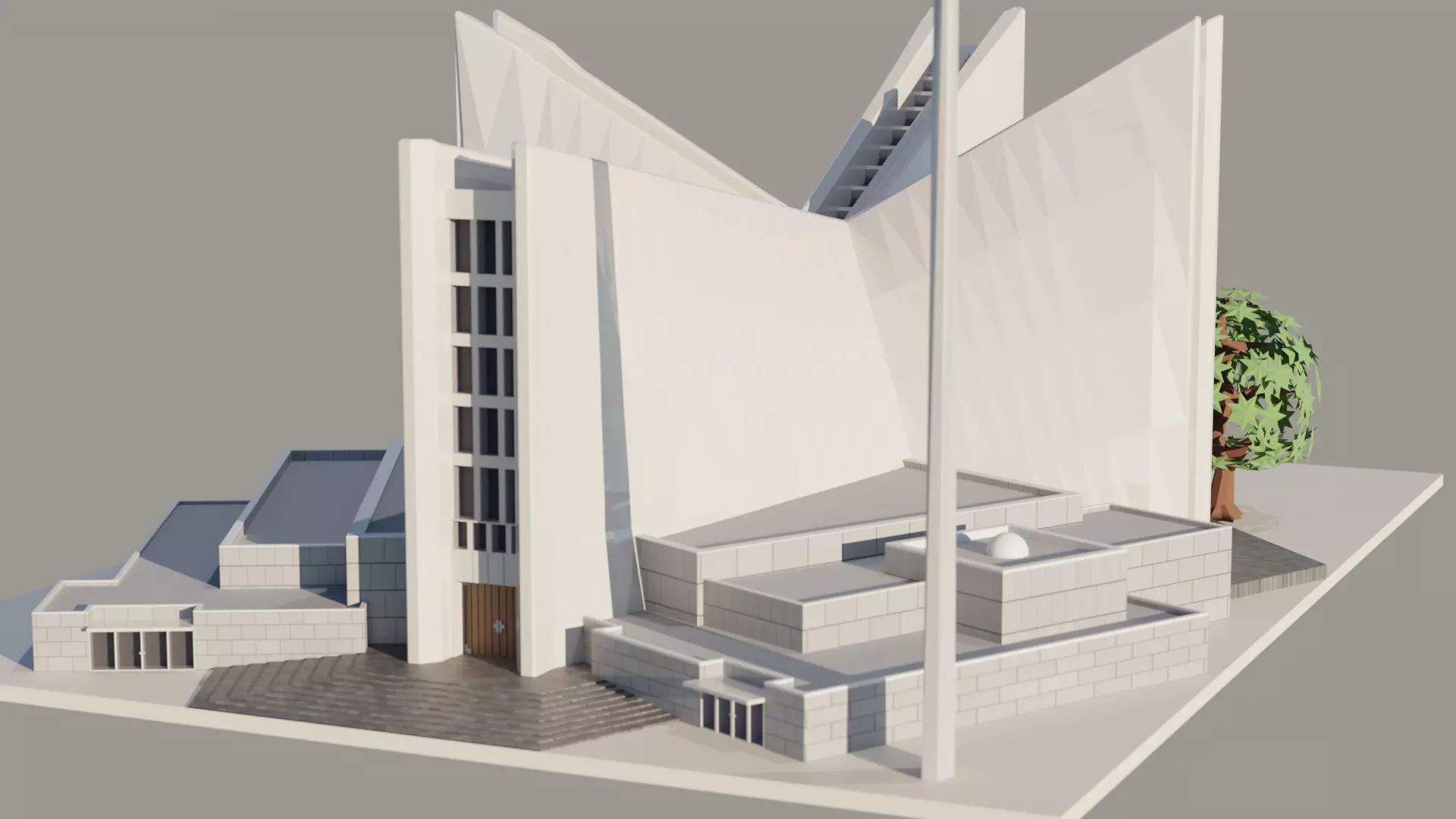 St Mary Cathedral Tokyo Low-poly 3D model_1