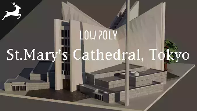 St Mary Cathedral Tokyo Low-poly 3D model