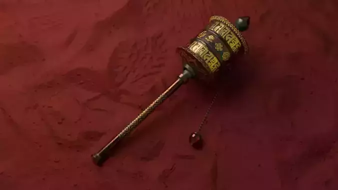 Buddhist hand held prayer wheel