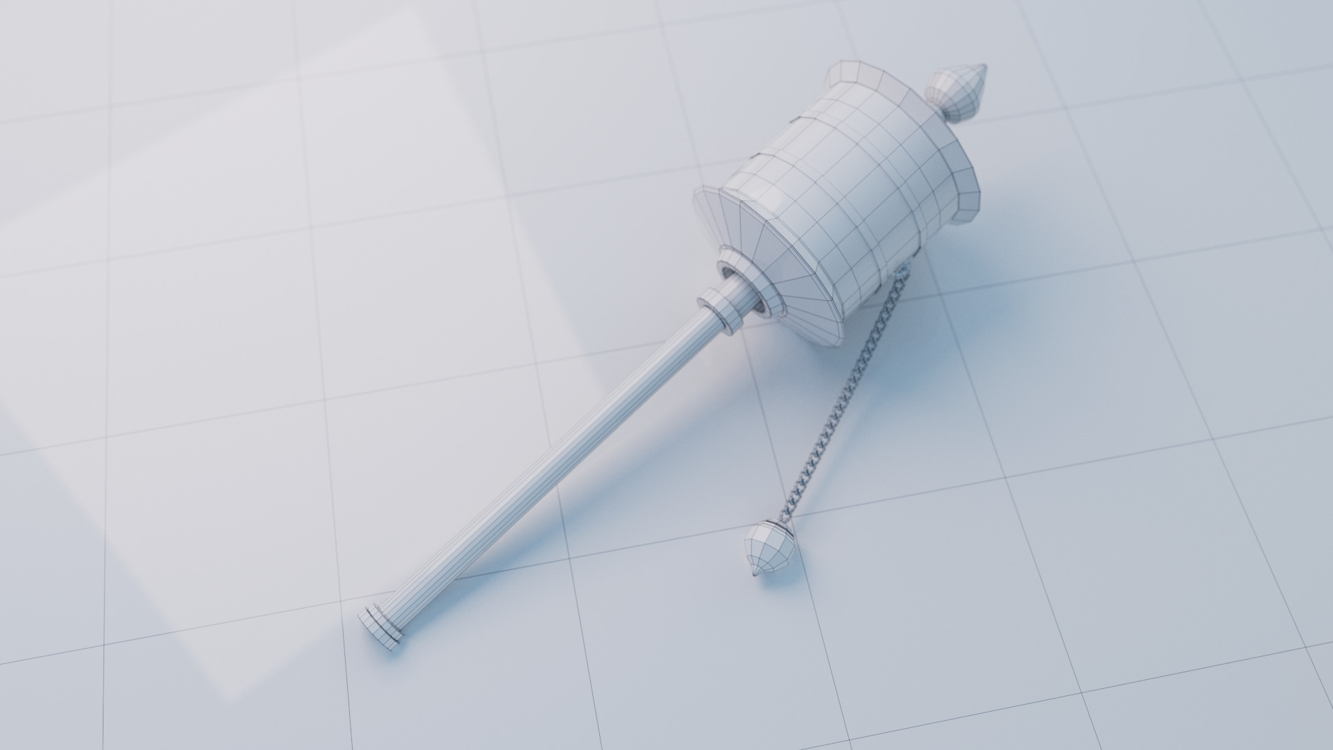 Buddhist hand held prayer wheel Low-poly 3D model_1