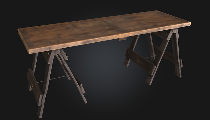 Rustic Workbench  Sturdy Vintage Workshop Table 3D model