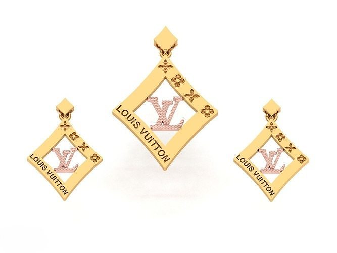 Louis Vuitton pendant and earring set 3D print model