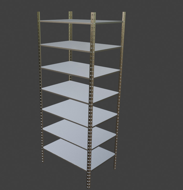 Metal Industrial Rack - Heavy-Duty Storage Shelf 3D Model Low-poly 3D model_3