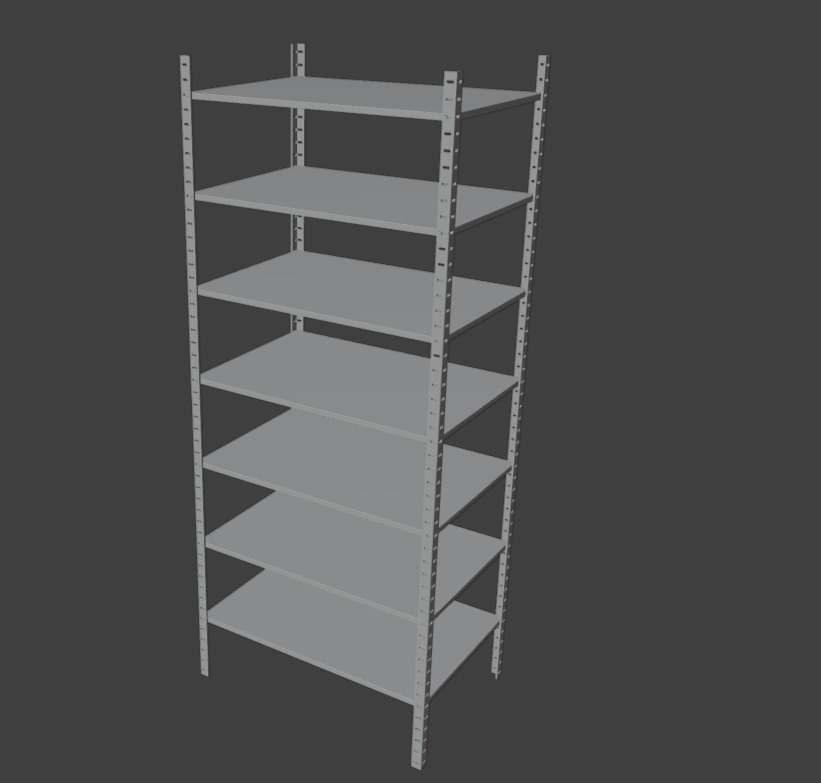 Metal Industrial Rack - Heavy-Duty Storage Shelf 3D Model Low-poly 3D model_5