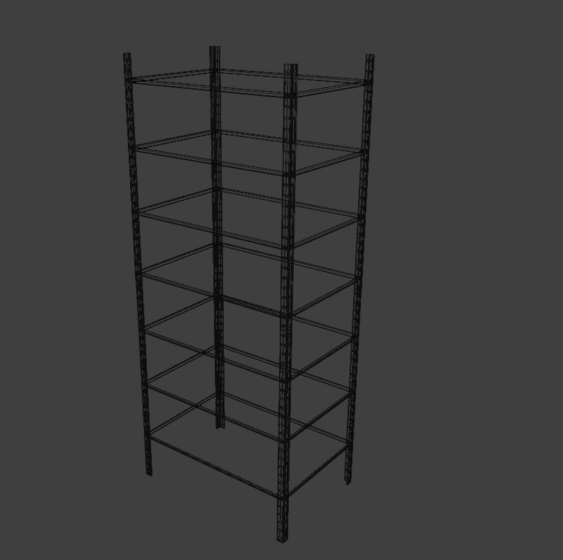 Metal Industrial Rack - Heavy-Duty Storage Shelf 3D Model Low-poly 3D model_2