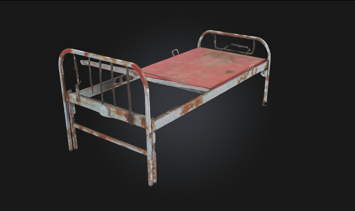 Rustic Hospital Bed  Vintage Medical Furniture 3D Model 3D model_2