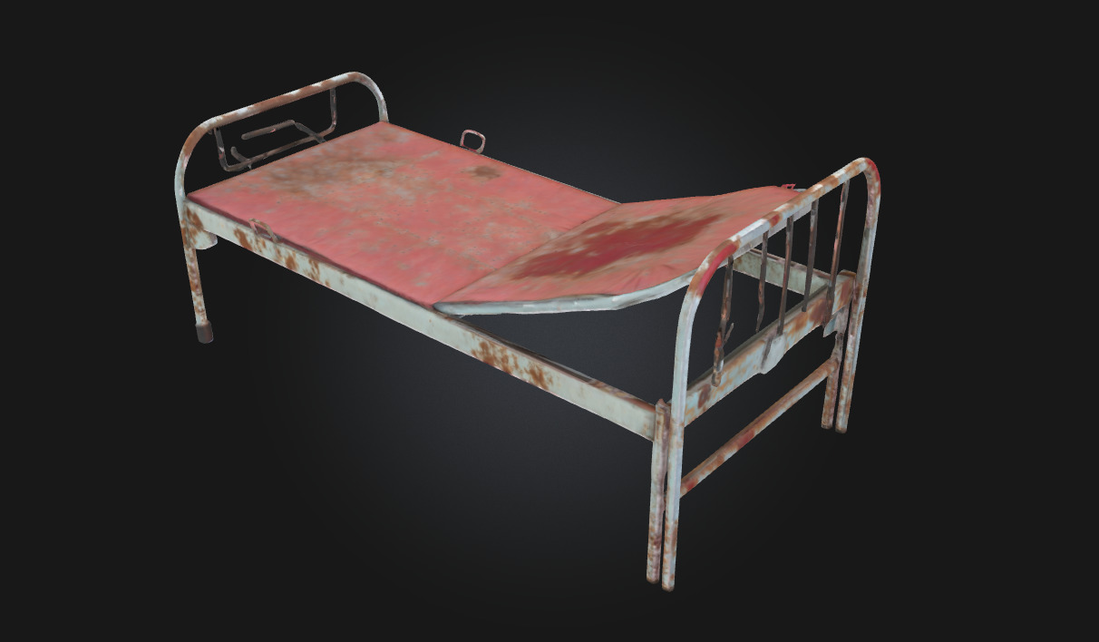 Rustic Hospital Bed  Vintage Medical Furniture 3D Model 3D model_3