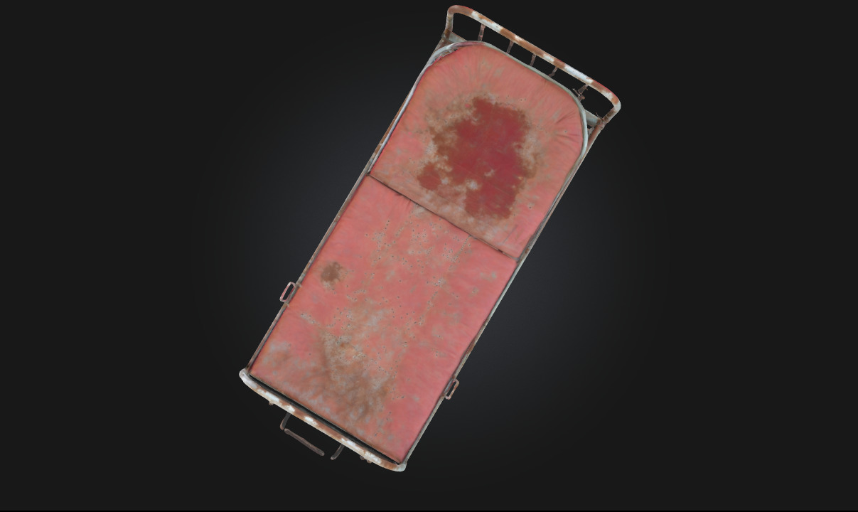 Rustic Hospital Bed  Vintage Medical Furniture 3D Model 3D model_4