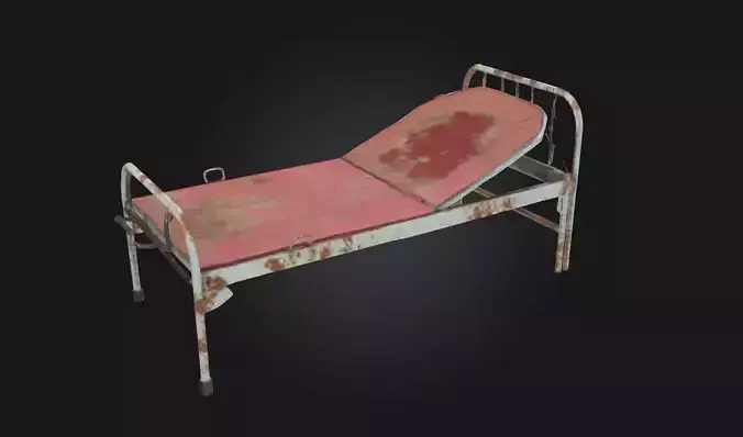 Rustic Hospital Bed  Vintage Medical Furniture 3D Model 3D model