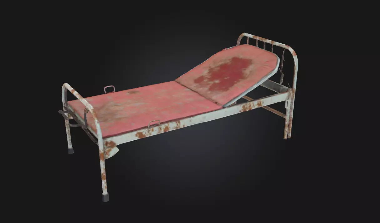 Rustic Hospital Bed  Vintage Medical Furniture 3D Model 3D model_0