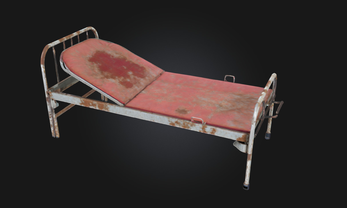 Rustic Hospital Bed  Vintage Medical Furniture 3D Model 3D model_1