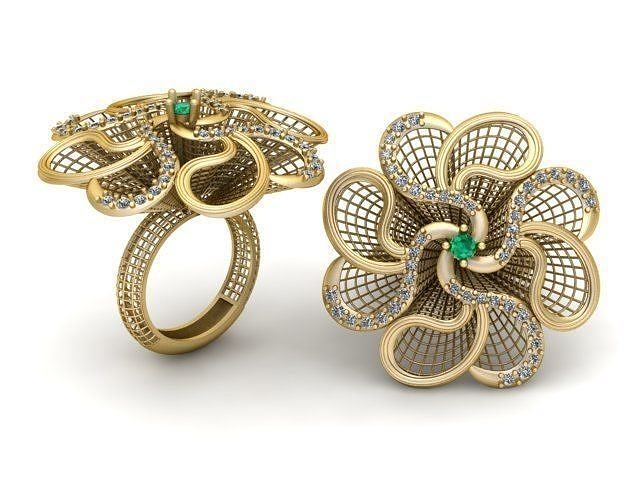 floral ring design 3D printable model  3D print model