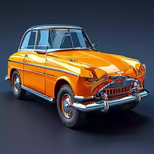 Classic Orange Vintage Car 3D Model Low-poly 3D model