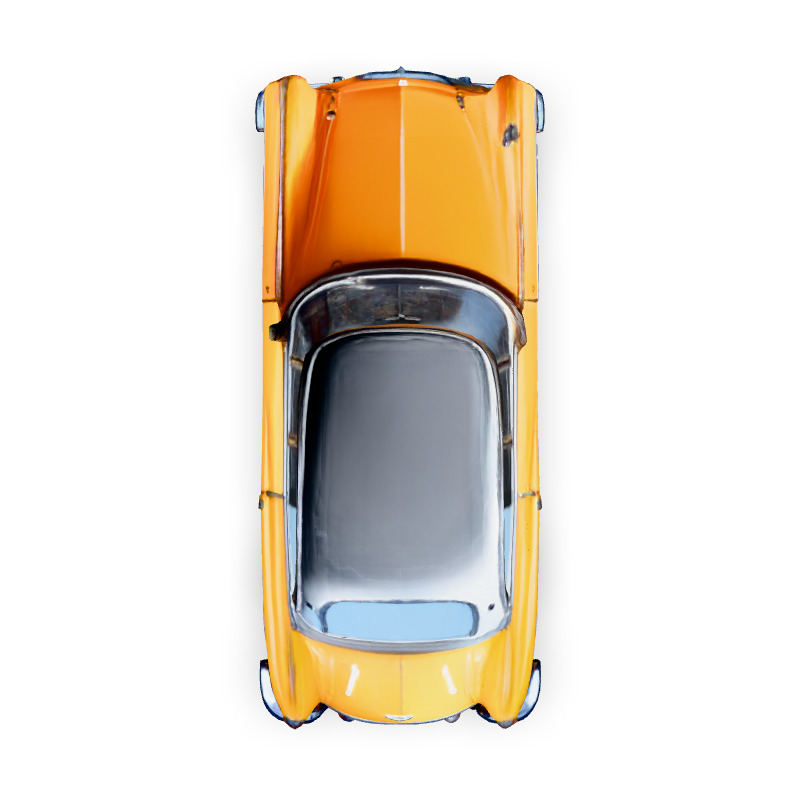 Classic Orange Vintage Car 3D Model Low-poly 3D model_7