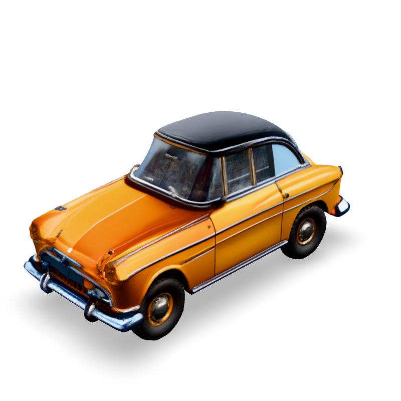 Classic Orange Vintage Car 3D Model Low-poly 3D model_5