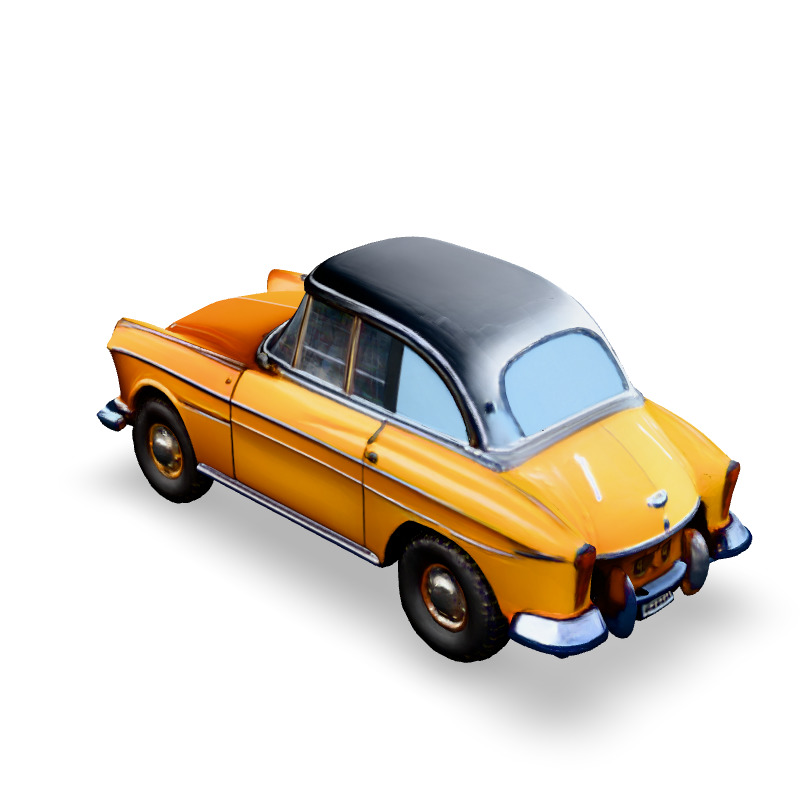 Classic Orange Vintage Car 3D Model Low-poly 3D model_2