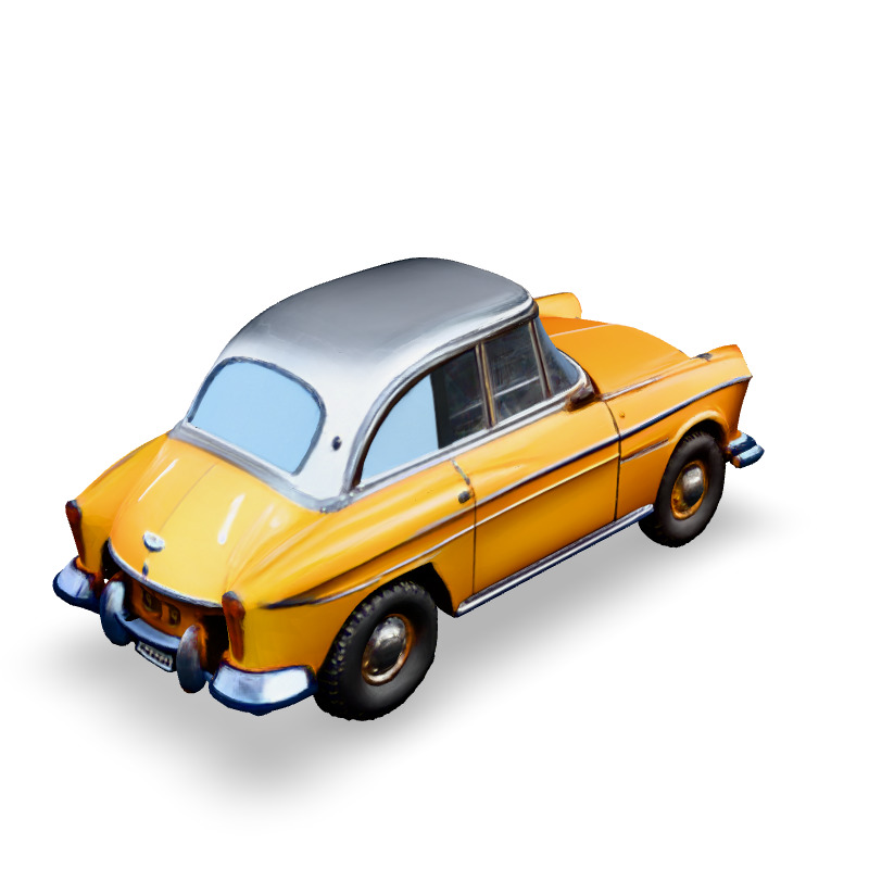 Classic Orange Vintage Car 3D Model Low-poly 3D model_1