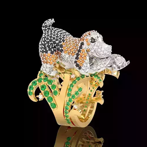 Dog Ring 3D Model  STL and  3DM  Jewelry Design for 3D Printing