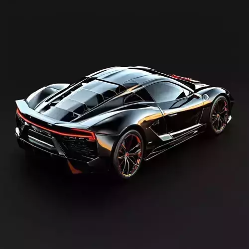 Sleek Black Supercar 3D Model Low-poly 3D model