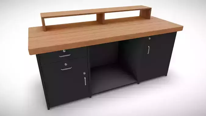Modern Office Table Low Poly 3D Model