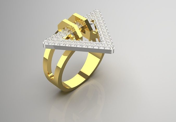 Triangular Diamond Ring jr00159 3D print model