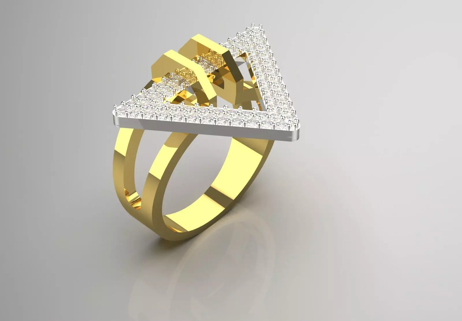 Triangular Diamond Ring jr00159 3D print model
