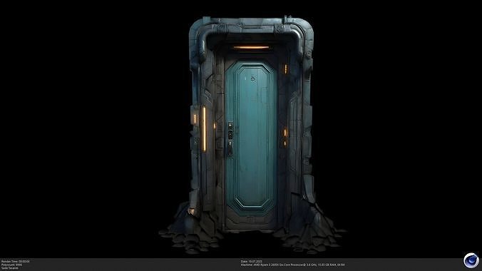 Stylized Sci-Fi Door 3D Model - AI Low-poly 3D model