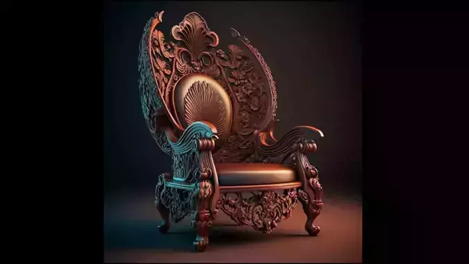 Ornate Royal Carved Armchair 3D Model Game Ready 3D Print CNC01