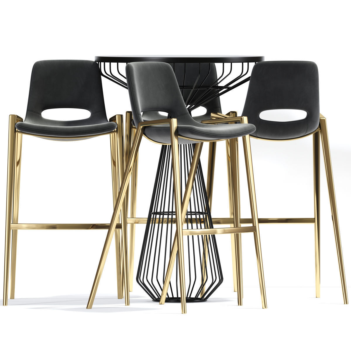 Desi Bar Counter Stool Table 3D model_1