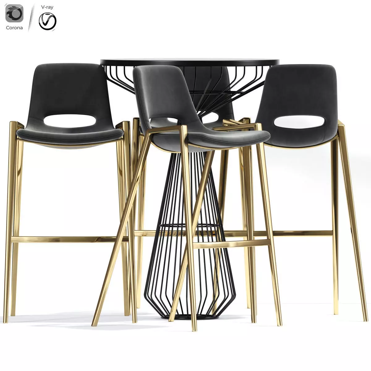 Desi Bar Counter Stool Table 3D model_0