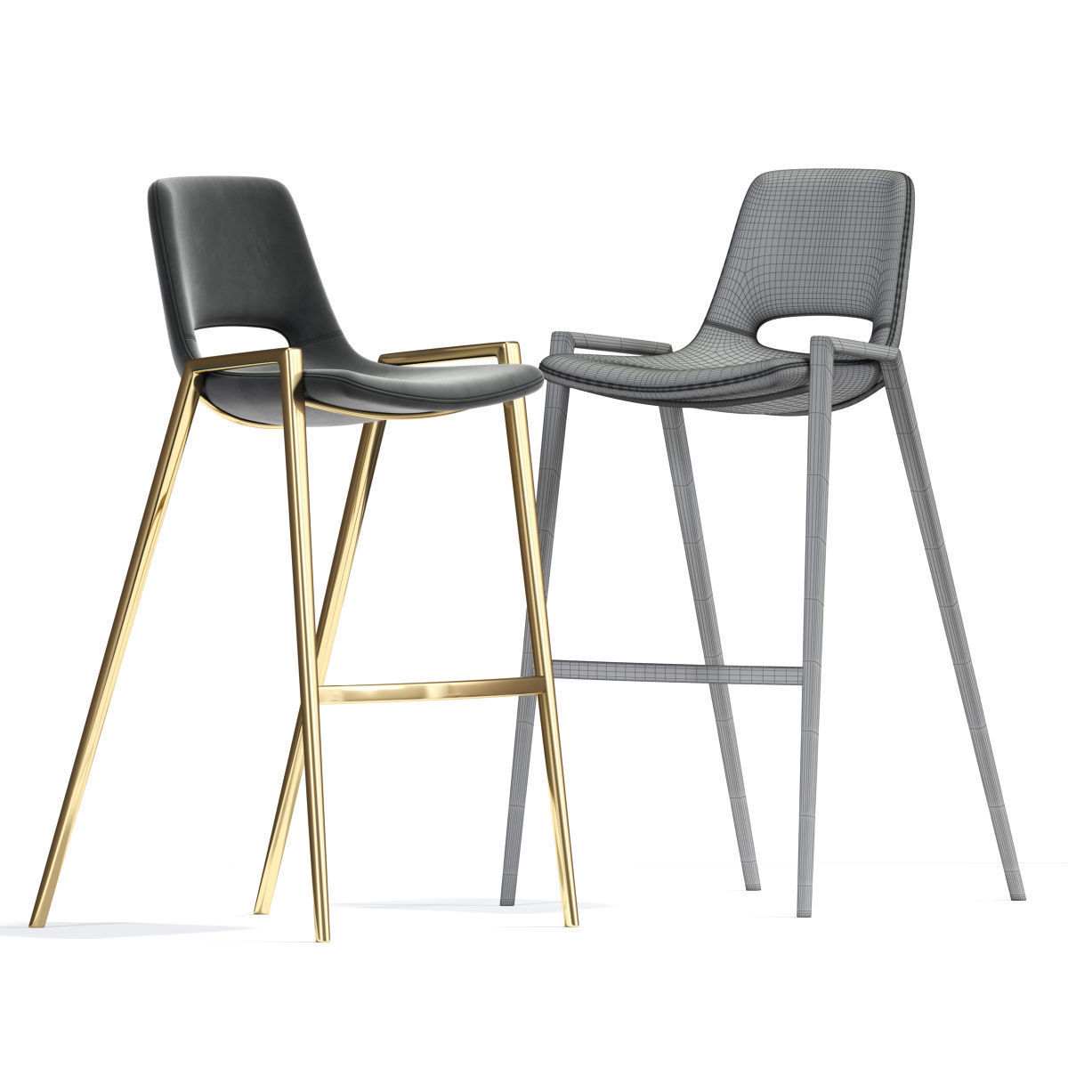 Desi Bar Counter Stool Table 3D model_2