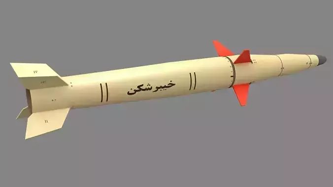 Kheibar Shekan-2 Iranian Ballistic Missile Low-poly 3D model