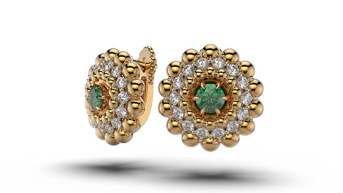 Diamond jewelry earring Coloured Classic E38 3D print model