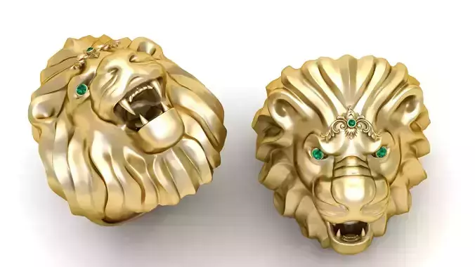 roaring lion ring 3D printable model  3D print model