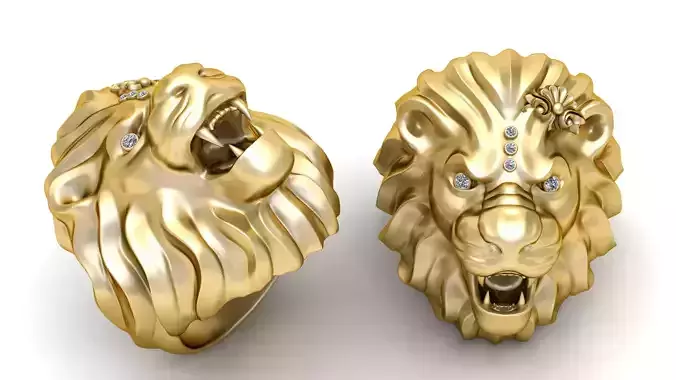 lion head ring 3D printable model 
