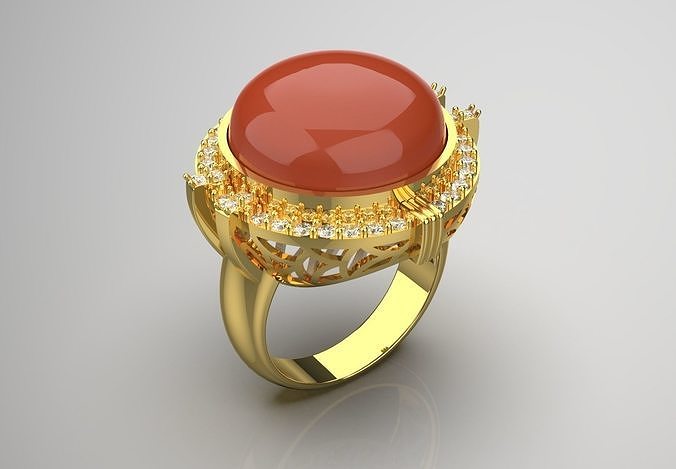 Coral and Diamond Ring Model jr00160 3D print model