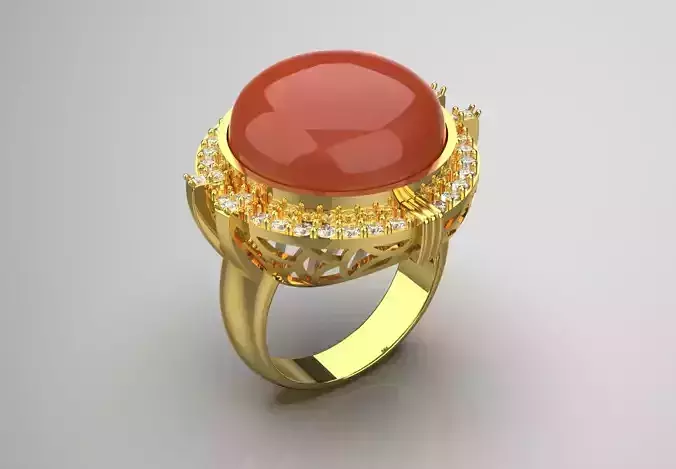 Coral and Diamond Ring Model jr00160