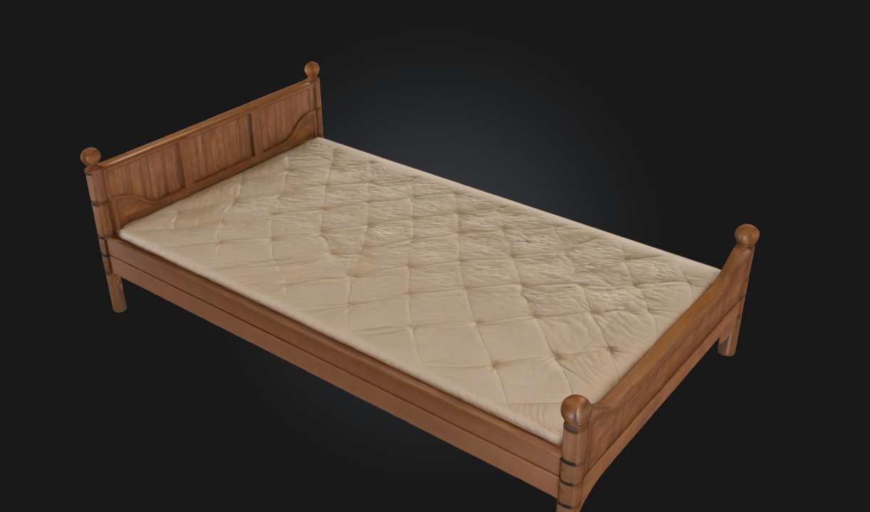 Wooden Bed Frame  Classic Rustic Bedroom Furniture 3D model_1