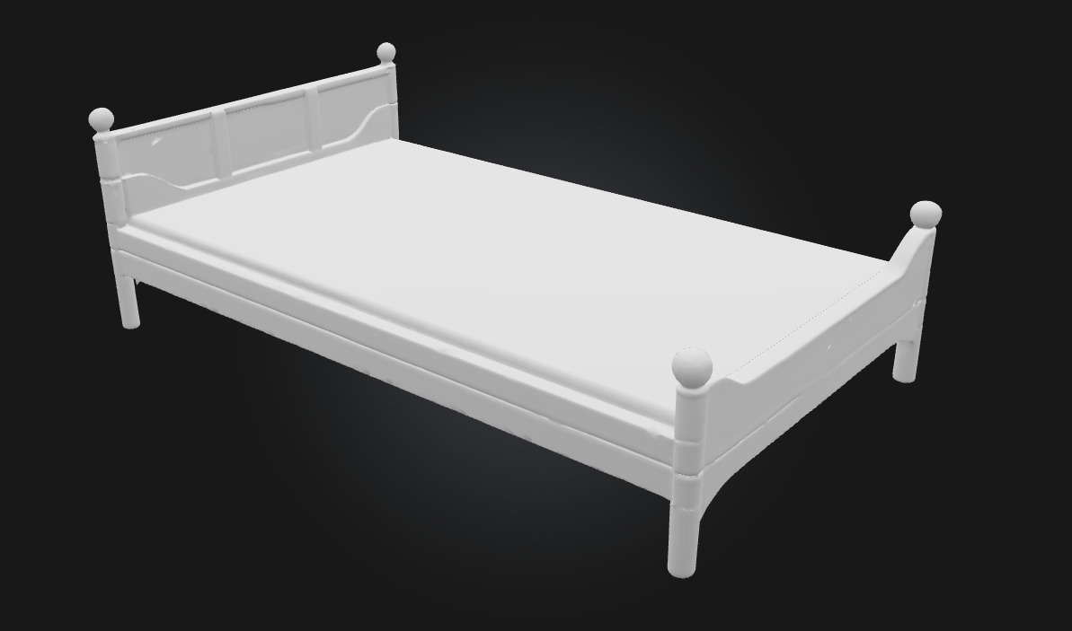 Wooden Bed Frame  Classic Rustic Bedroom Furniture 3D model_5