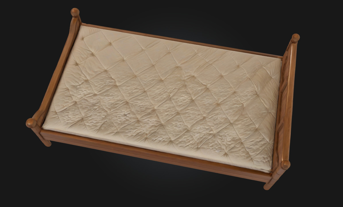 Wooden Bed Frame  Classic Rustic Bedroom Furniture 3D model_3